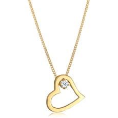 Bild von DIAMORE Halskette Damen Herz Verbunden Diamant (0.03ct) 585 Gelbgold