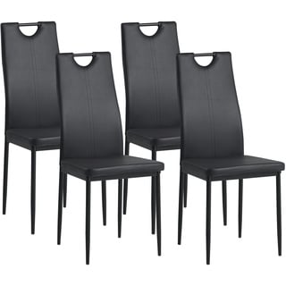 Albatros Esszimmerstühle SALERNO 4er Set, Schwarz -Edles Italienisches Design, Polsterstuhl Kunstleder-Bezug, Modern und Stilvoll am Esstisch - Küchenstuhl, Stuhl Esszimmer hohe Belastbarkei