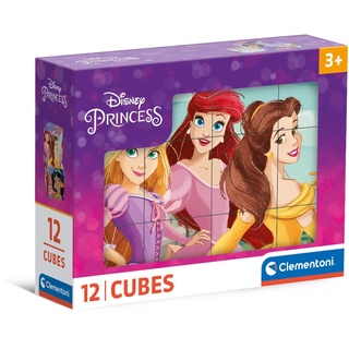 Clementoni Disney Princess 12 Würfel Puzzle Kinder - Geschicklichkeitsspiel für Kinder ab 3 Jahren - Sensorik- & Motorikspielzeug Disney Puzzle 41197