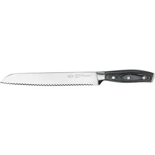 Brotmesser RÖSLE "WOLFGREY, 22 cm, Griff Pakka", silberfarben, Klingenlänge 22cm, X50 CrMoV15 Klingenstahl, Kochmesser, Brotmesser