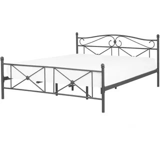 BELIANI Metallbett Schwarz 140 x 200 cm Mit Lattenrost Stabile Konstruktion Metall Verzierungen Romantisch Klassisch - Schwarz