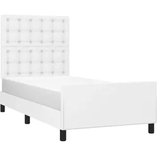vidaXL Bettgestell mit Kopfteil Weiß 90x200 cm Kunstleder - Weiß