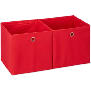 Relaxdays Aufbewahrungsbox Stoff 30 x 30 x 30 cm 2-tlg. rot