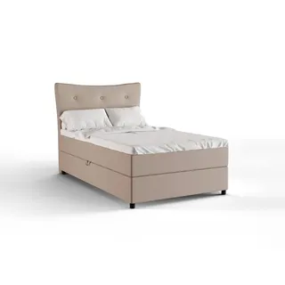 panda möbel Boxspringbett, 120cm x 200cm, Grau, mit Bettkasten, Matratze und Topper, Einzelbett, Nevada Panda Möbel - Beige