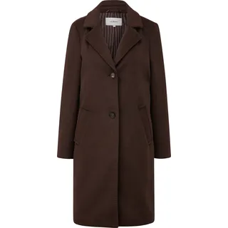 Wintermantel S.OLIVER, Damen, Gr. 42, braun, Web, Obermaterial: 100% Polyester, unifarben, normal ca. Mitte Oberschenkel, V-Ausschnitt, abgesteppte Kante, Mäntel Wintermantel, mit Reverskragen ind 2-Knopf-Verschluss