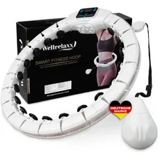 WELLRELAXX Smart Hula Hoop Reifen Erwachsene mit elektr. Massagefunktion und Zähler | Hullahub Reifen mit Ball für Anfänger des Hoop Sport | Bis 113cm Umfang | Hula Hoop mit Gewicht - Fällt Nicht