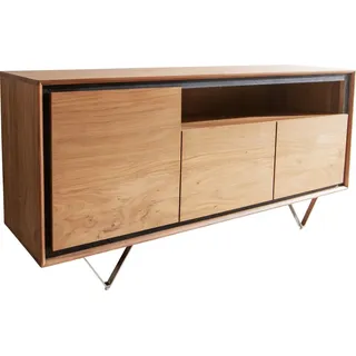 DeLife Sideboard Stonegrace 145 cm Akazie Natur 3 Türen 1 Fach Steinfurnier V-Fuß