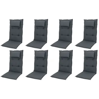 Doppler 8x 7840 Hochlehner Gartenstuhl Auflagen Kopfkissen anthrazit
