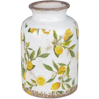 formano Deko Vase Vintage Lemon | Blumenvase mit Zitronen im Old Look | 21x13 cm