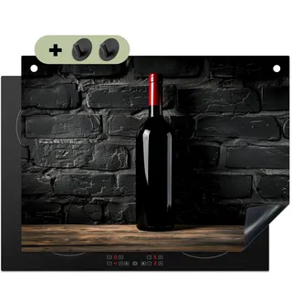 KitchenYeah© Herdabdeckplatte Einteilig Herdabdeckung Abdeckplatte | 71x52 cm - Glaskeramikkochfeld Abdeckung Induktionskochfeld, Spritzschutz Küchenrückwand Wein - Flasche - Holz - Stein