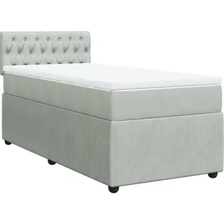 vidaXL Boxspringbett mit Matratze Hellgrau 90x200 cm Samt - Grau