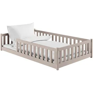 Kids Collective Kinderbett Bodenbett 120x200 cm mit Rausfallschutz & Lattenrost Montessori Bett Bed Gitterbett Kinder Jugendbett Einzelbett | Kaschmir weitere Größen 80x160 | 90x200 | 140x200 cm