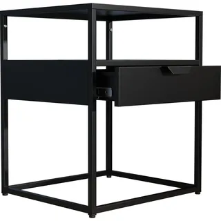VCM Nachttisch »Metall Nachttisch Beistelltisch Schublade Flokas M«, schwarz
