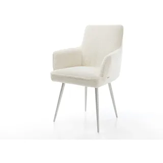 DeLife Esszimmerstuhl Heira-Flex Bouclé Weiß 4-Fuß konisch