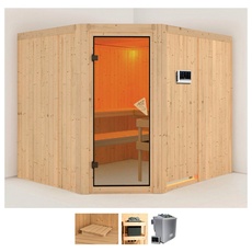 Bild von Sauna »Marit«, (Set), 9-kW-Bio-Ofen mit externer Steuerung beige