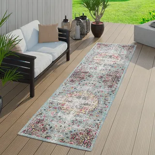 TT Home Moderner Outdoor Teppich Wetterfest für Innen & Außenbereich Boho Style In Multifarben Größe 80x250 cm - Bunt