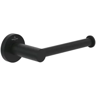 Villeroy & Boch Elements Tender Toilettenpapierhalter ohne Deckel, Klopapierhalter für Wandmontage, Klorollenhalter aus Zink, WC-Papierhalter rund – Schwarz Matt