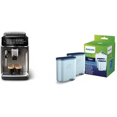 Philips 3300 Series Vollautomatische Espressomaschine - 5 Getränke & Wasserfilter für Espressomaschine, Kein Entkalken bis 5000 Tassen, Doppelpack