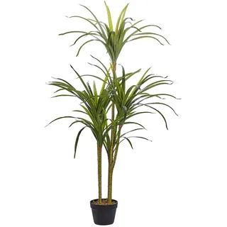 Beliani Kunstpflanze im Blumentopf 147 cm Grün/Schwarz Dracaena Anita , Grün, Schwarz , Kunststoff , 147 cm , Dekoration, Blumen & Blumentöpfe, Kunstpflanzen