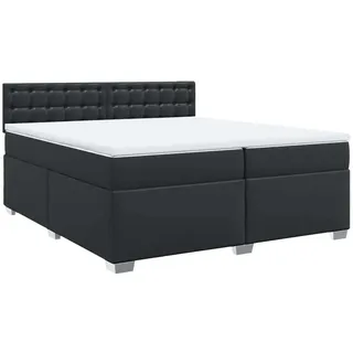 vidaXL Boxspringbett mit Matratze Schwarz 200x200 cm Kunstleder - Schwarz