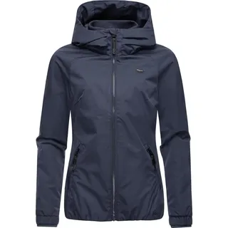 Outdoorjacke RAGWEAR "Übergangsjacke Dizzie Tech", Damen, Gr. 6XL, blau (navy), Obermaterial: 100% Polyester PES.  Obermaterial: Futter: 100% Polyester PES., gerade hüftbedeckend, hoch geschlossener Ausschnitt, Ärmel ohne Ärmelschlitz Rippstrickbündchen, Jacken Outdoorjacke, Wasserdichte Damen Übergangsjacke mit großer Kapuze