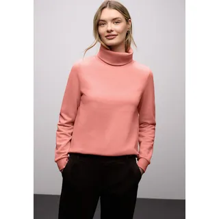 Sweater STREET ONE, Damen, Gr. 40, light apricot, Sweatware, Obermaterial: 85% Baumwolle, 15% Polyester, unifarben, normal hüftbedeckend, Rundhals, Bündchen, Sweatshirts Sweater, mit Stehkragen