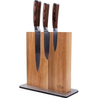 Wakoli EDIB 3er Damastmesserset I Holzbox I 8 - 17cm Klinge I mit Messerblock