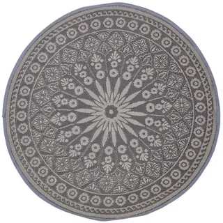 Homescapes Outdoorteppich mit Mandala-Muster rund 170 cm , Kunststoff , Ethno , Rund , 170x170 cm , Teppiche und Böden, Teppiche, Outdoorteppiche