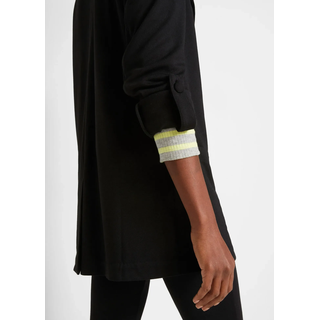 Sweatblazer BONPRIX, Damen, Gr. 40/42 (M), schwarz, Obermaterial: 70% Viskose, 25% Polyester, 5% Elasthan, oversize, Blazer Sweatblazer, mit langem Arm, mit Reverskragen, Oversize Passform, aus Viskose