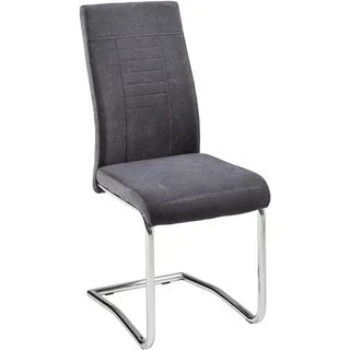 Carryhome Schwingstuhl , Anthrazit, Grau, Chromfarben , Metall, Textil , Rundrohr, C-Form , 43x98x60 cm , Stoffauswahl , Esszimmer, Stühle, Schwingstühle