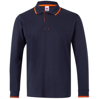 Velilla 105515, Zweifarbiges gestreiftes Langarm-Poloshirt, Farbe Marineblau und Fluororange, Größe XL