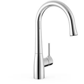 Elektronische Küchenarmatur | Infrarotsensor hinter dem Wasserauslass | Durchfluss- und Temperaturregler über einen seitlichen Griff | Drei Wasserhähne