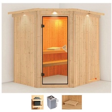 Bild Sauna »Stine«, (Set), 9 KW-Ofen mit integrierter Steuerung beige