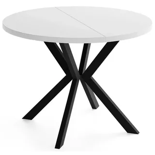 WFL GROUP Runder Ausziehtisch 100 x 76 x 100 cm weiß