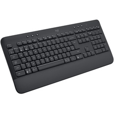Logitech Signature K650 Comfort kabellose Tastatur mit Handballenauflage, BLE Bluetooth/Logi Bolt USB-Empfänger, Soft-Touch-Tastatur, Numpad, PC/Windows/Mac, Skandinavisches QWERTY - Grau