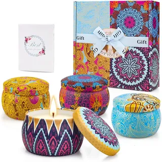 Yinuo Candle Geschenke für Frauen, Duftkerzen Geschenkset für Frauen, 4 * 5,56 Oz Sojawachs Aromatherapie Kerzen für Muttertag,Weihnachten,Geburtstag, Valentinstag, Bad, Yoga