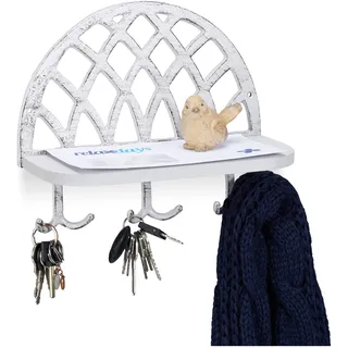 Relaxdays Wandgarderobe Vintage 27 x 12 x 23 cm Altweiß