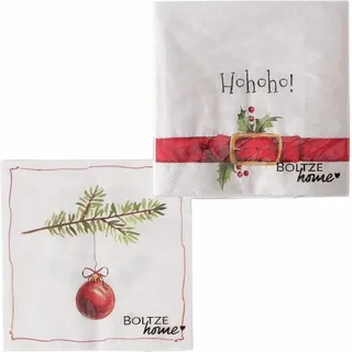 Boltze Servietten HoHoHo 16,5 x 16,5 x 3 cm Mehrfarbig 20-teilig 2-fach sortiert