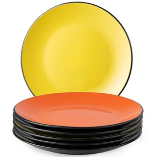 MIAMIO – 6 teiliges Teller/Speiseteller Set aus Steingut Keramik Geschirr Set - Le Papillon Kollektion (Bunt, Große Teller (6x))