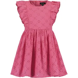 Sommerkleid BLUE SEVEN, Mädchen, Gr. 134, N-Gr, pink, Web, Obermaterial: 100% Baumwolle, unifarben, regular fit knielang, Rundhals, Flügelärmel Volant, Kleider Sommerkleid, mit Volants und toller Lochstickerei, Topseller