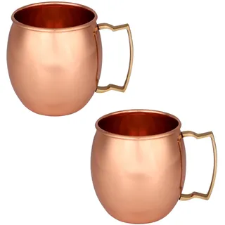 Zap Impex Moscow Mule Kupferbecher – 2er-Set – 100% handgefertigte Becher aus reinem massivem Kupfer in Lebensmittelqualität – 16 oz hochwertiges Cocktail-Kupferglas