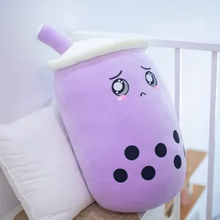 Bubble Tea Plüschtier Boba Plüschtier Plüschpuppen Bubble Tea Hug Pillow, Cartoon Plüschpuppe lila 24 cm