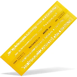 ARISTO AR5305 Schriftschablone 3,0 mm und 5,0 mm Duo-Kombi gerade Mittelschrift (formstabiler PET-Kunststoff) orange-transparent