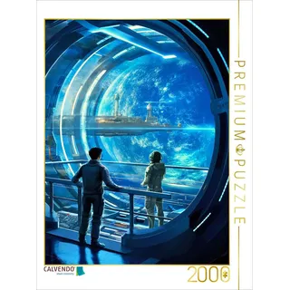 CALVENDO Puzzle Raumstation über einem Planeten | 2000 Teile Lege-Größe 90x67cm Foto-Puzzle für glückliche Stunden