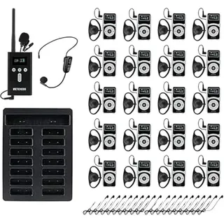 Retekess T130P (T130 3rd) Audio Tour Guide System, Verbesserte Geräuschreduzierung, Tour Guide Headsets, 160m, Lange Standby-Zeit 30H, Audio System für Werksführung, Führung(1 Sender, 20 Empfänger)