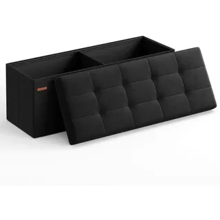 Truhenbank , Schwarz , Textil, Holzwerkstoff , 110x38x38 cm , Kleinmöbel, Truhen, Truhenbänke