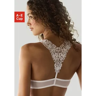 Push-up-BH LASCANA, Damen, Gr. 75, Cup C, weiß, Spitze, Obermaterial: 60% Polyamid, 35% Polyester, 5% Elasthan, BHs Push-up-BH, mit hübschem Stickereimotiv im Rücken, sexy Dessous