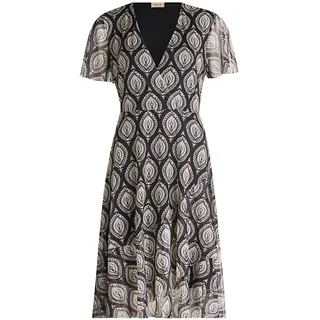 Volantkleid CARTOON "Volantkleid mit Rüschen", Damen, Gr. 40, EURO, schwarz (schwarz, weiß), Obermaterial: 95% Polyester PES. 5% Elasthan EL., Kleider Volantkleid