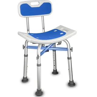 Duschstuhl für Senioren, Duschsitz mit Sicherheits-Quersteg-Design, Duschstuhl mit Rückenlehne, Badestuhl für Senioren, 6 duschhocker höhenverstellbar,Tragfähigkeit von 180 kg