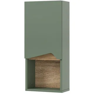 Vicco Badschrank Marelle Grün/Artisan 30 x 67 cm mit Tür und offenem Fach, Model 54402 - Grün, Braun